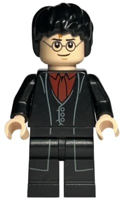 Harry Potter - Black Long Coat and Vest, Dark Red Shirt and Tie