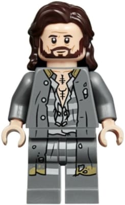 Sirius Black - Dark Brown Hair, Dark Bluish Gray Jacket over Tattered Striped Shirt, Printed Legs