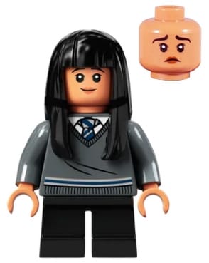 Cho Chang - Dark Bluish Gray Ravenclaw Sweater with Crest, Black Short Legs (Undetermined Hair Type)
