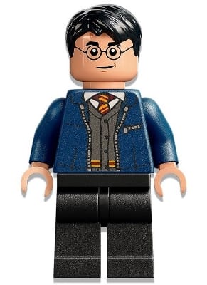 Harry Potter - Dark Blue Open Jacket over Gryffindor Cardigan Sweater, Black Legs