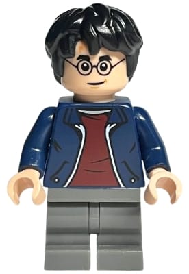 Harry Potter - Dark Blue Open Jacket over Dark Red Shirt, Dark Bluish Gray Medium Legs, Hair