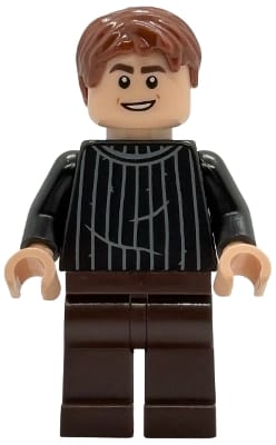Oliver Wood - Black Striped Sweater, Dark Brown Legs