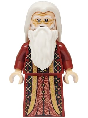 Albus Dumbledore - Dark Red Robe with Gold Hem, White Hair