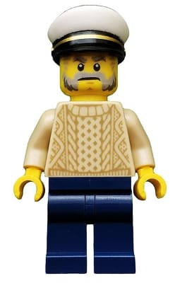 Sailor Captain - Male, Tan Sweater, Dark Blue Legs, White Cap, Beard and Sideburns