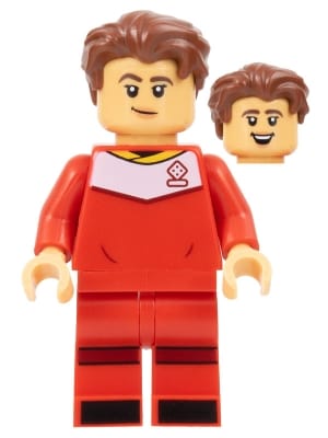 Soccer Player, Female, Red Uniform, Medium Tan Skin, Reddish Brown Wavy Hair