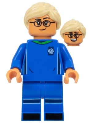 Soccer Player, Female, Blue Uniform, Nougat Skin, Tan Ponytail, Glasses