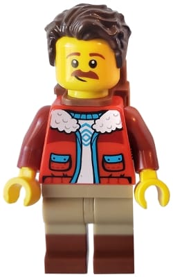 Camper - Male, Red Jacket over White Shirt, Dark Tan Legs with Reddish Brown Boots, Dark Brown Hair, Backpack