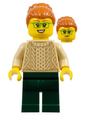 Camper - Female, Dark Orange Hair, Glasses, Tan Sweater, Dark Green Legs