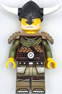 Viking Chieftain - Male, Leather Armor, Dark Tan Legs with Tunic, Pearl Dark Gray Helmet, Shoulder Armor