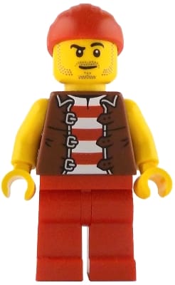 Bo'sun Will - Pirate, Reddish Brown Vest over Red and White Striped Shirt, Red Legs