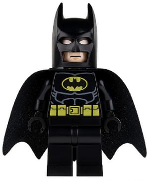 Source: BrickLink Batman - Black Suit with Yellow Belt and Crest (Type 1 Cowl)