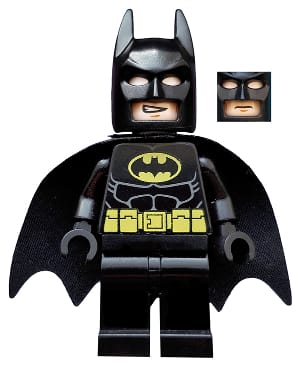 Source: BrickLink Batman - Black Suit with Yellow Belt and Crest (Type 2 Cowl)