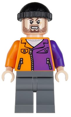 Source: BrickLink Two-Face's Henchman, Orange and Purple - Beard