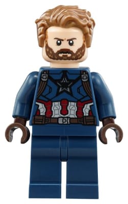 Captain America - Dark Blue Suit with Dark Brown Belt and Harness, Dark Brown Hands, Hair