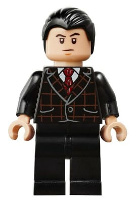 Source: BrickLink Bruce Wayne - Black Suit with Dark Red Tie