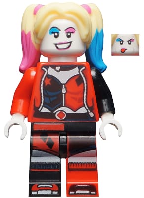 Source: BrickLink Harley Quinn - Bright Light Yellow Hair, Jacket Open, Corset