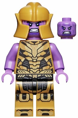 Source: BrickLink Thanos - Minifigure, Pearl Gold Outfit