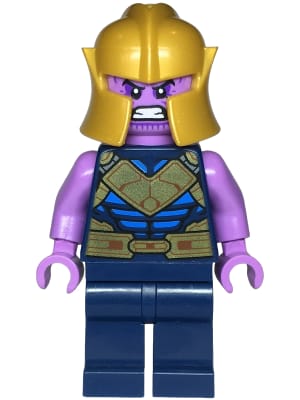 Thanos - Minifigure, Dark Blue and Gold Outfit, Medium Lavender Arms, Helmet