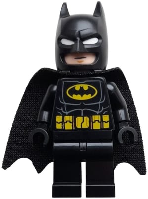 Source: BrickLink Batman - Black Suit, Yellow Belt with Medium Nougat Details, Cowl with White Eyes