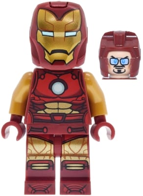 Iron Man - Dark Red and Gold Armor, Round Arc Reactor, Pearl Gold Arms, Helmet with Visor, Glasses