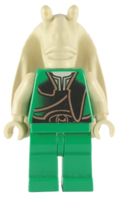 Source: BrickLink Gungan Soldier - Green Outfit, Plain Head