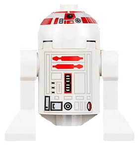 Source: BrickLink Astromech Droid, R5-D4 - Dome Head with Long Red Stripes