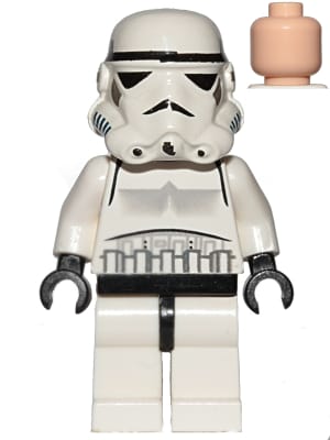 Source: BrickLink Imperial Stormtrooper - Light Nougat Head, Solid Mouth Helmet