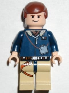 Source: BrickLink Han Solo - Light Nougat,Reddish Brown Hair, Tan Legs
