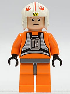 Luke Skywalker - Pilot Suit, Simple Torso and Helmet, Light Nougat Head, White Glints (2010)