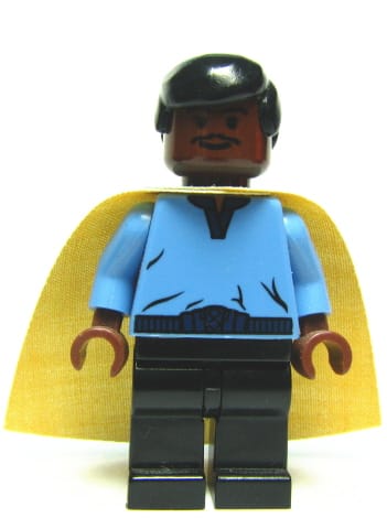 Source: BrickLink Lando Calrissian, Cloud City Outfit (Smooth Hair)