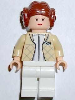 Source: BrickLink Princess Leia - Hoth Outfit, Tan Jacket, Textured Hair with Buns