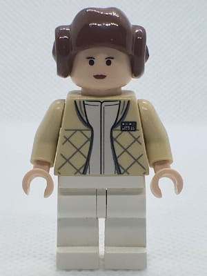 Source: BrickLink Princess Leia - Hoth Outfit, Tan Jacket, Smooth Hair with Buns