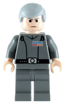 Source: BrickLink Grand Moff Wilhuff Tarkin - Dark Bluish Gray Uniform, Smooth Hair