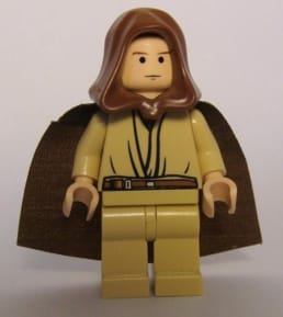 Source: BrickLink Obi-Wan Kenobi - Young, Light Nougat, Brown Hood and Cape, Tan Legs