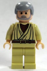 Obi-Wan Kenobi - Old, Light Bluish Gray Hair and Beard, Black Eyes