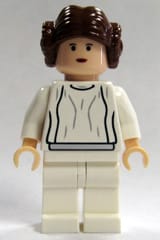 Source: BrickLink Princess Leia - White Dress, Simple Belt, Small Eyes, Textured Hair