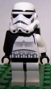 Sandtrooper - Black Pauldron (Solid), Survival Backpack, No Dirt Stains, Helmet with Dotted Mouth Pattern and Solid Black Head