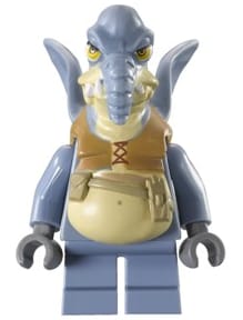 Watto - Sand Blue, Printed Head, Dark Bluish Gray Hands