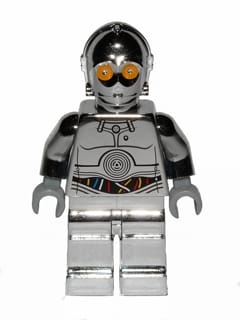 TC-14 Protocol Droid - Chrome Silver with Blue, Red and White Wires Pattern