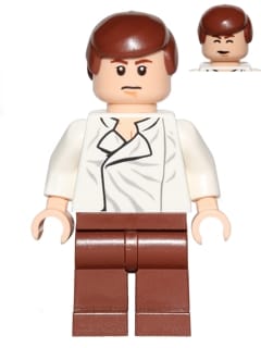 Han Solo - White Shirt with Wrinkles on Front, Reddish Brown Legs, Dual Sided Head