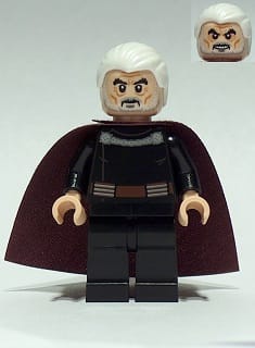 Count Dooku - White Combed Hair, Reddish Brown Cape, Frown / Angry