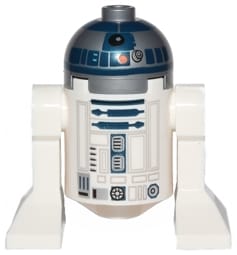 Astromech Droid, R2-D2 - Flat Silver Head, Red Dots and Small Receptor