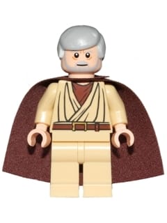 Source: BrickLink Obi-Wan Kenobi - Old, Light Bluish Gray Hair and Beard, Eyes with Glints, Starched Fabric Cape