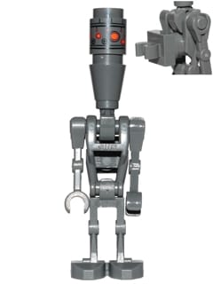Assassin Droid (IG-88) - Dark Bluish Gray, Printed Head, 1 x 1 Round Plate and Clip