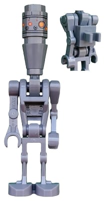 Source: BrickLink Assassin Droid (IG-88) - Dark Bluish Gray, Printed Head, 1 x 1 Clip