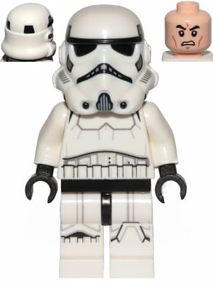 Source: BrickLink Imperial Stormtrooper - Male, Dual Molded Helmet with Black Panels on Back, Light Nougat Head, Scowl