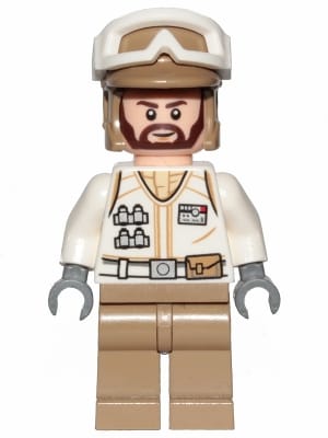 Source: BrickLink Hoth Rebel Trooper White Uniform, Dark Tan Legs (Brown Angular Beard)