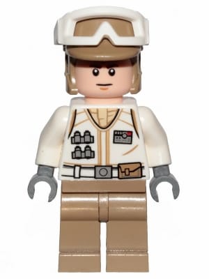 Source: BrickLink Hoth Rebel Trooper White Uniform, Dark Tan Legs (Frown)
