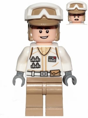 Source: BrickLink Hoth Rebel Trooper White Uniform, Dark Tan Legs (Open Mouth Smile)