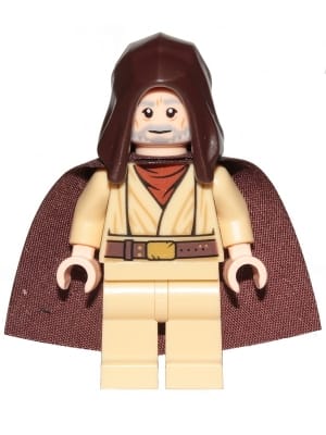 Obi-Wan Kenobi - Old, Dark Brown Hood and Starched Fabric Cape